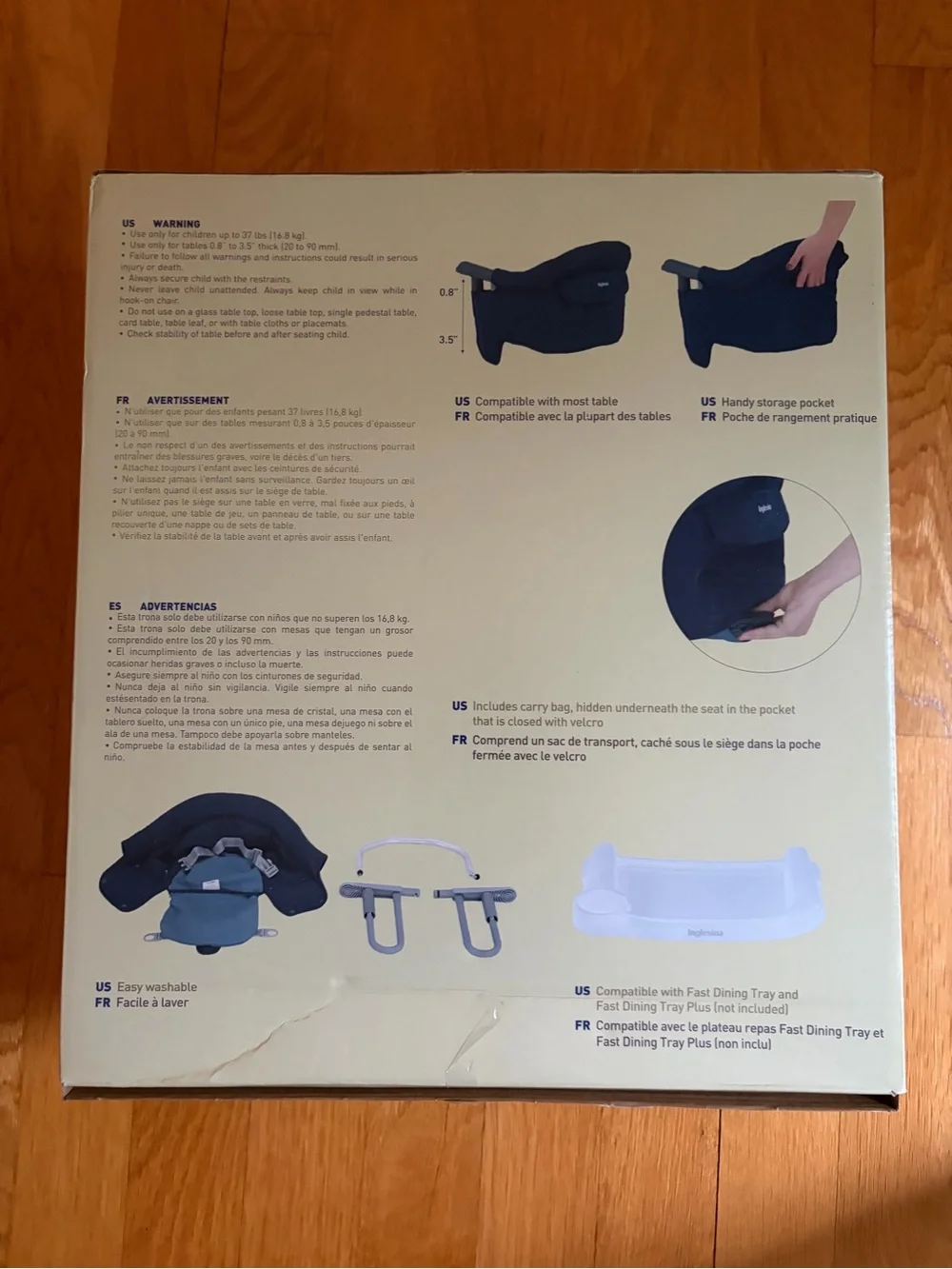 inglesina fast table hook on high chair in black